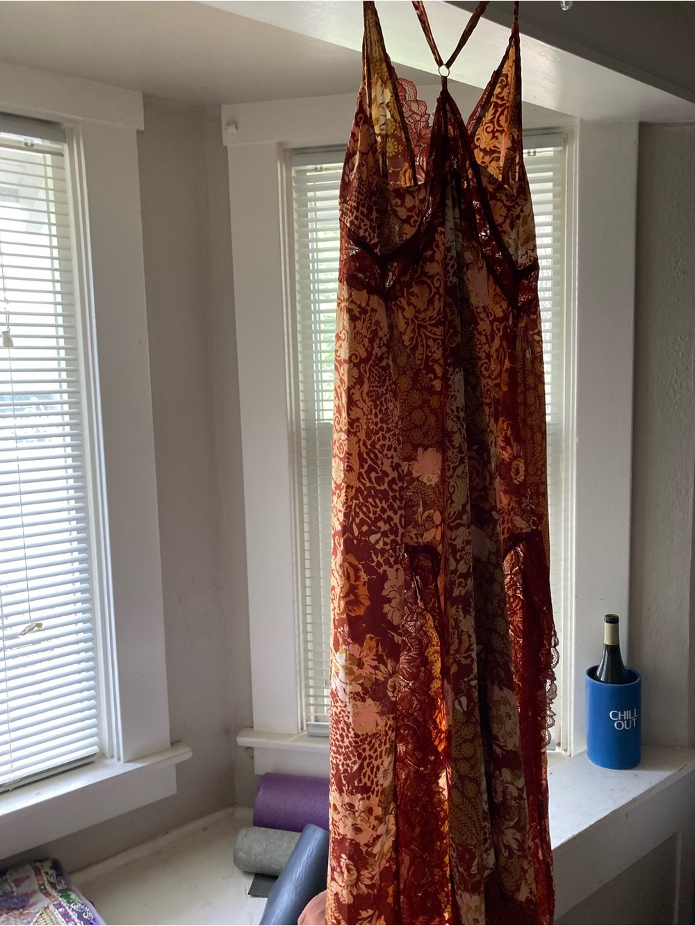 Free People Rust Lace Slip Dress with Yellow Accents - Picture 8 of 9